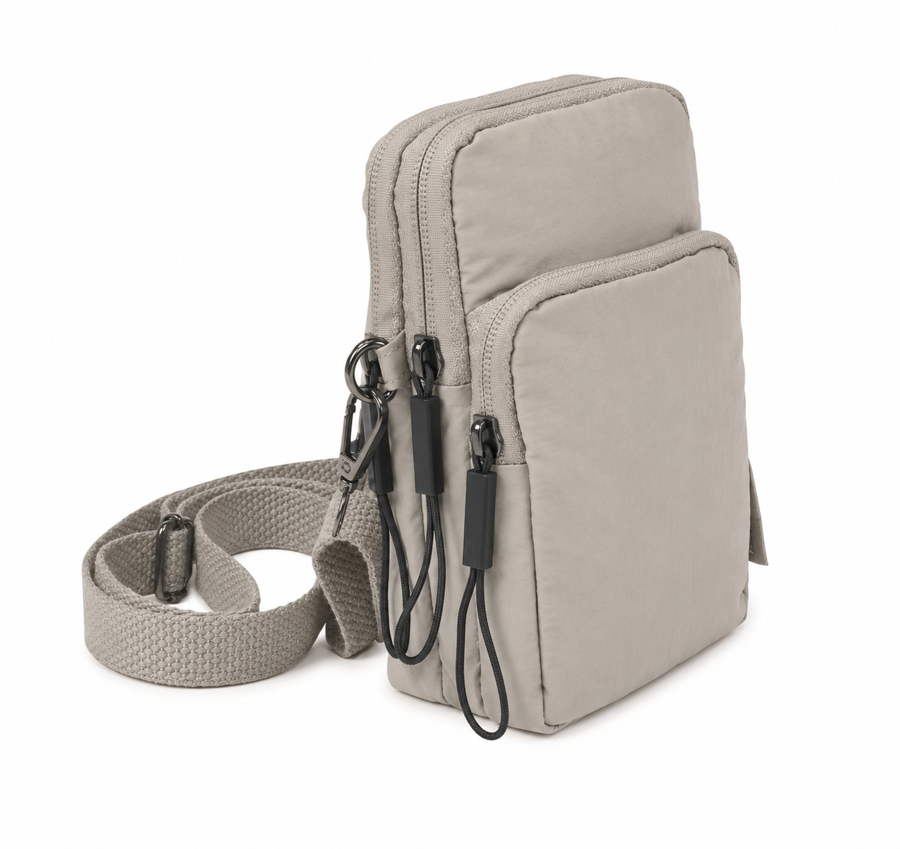 (image for) 2308 Stone Compact Twin Top Zip X-Body Phone Crinkled Nylon Bag